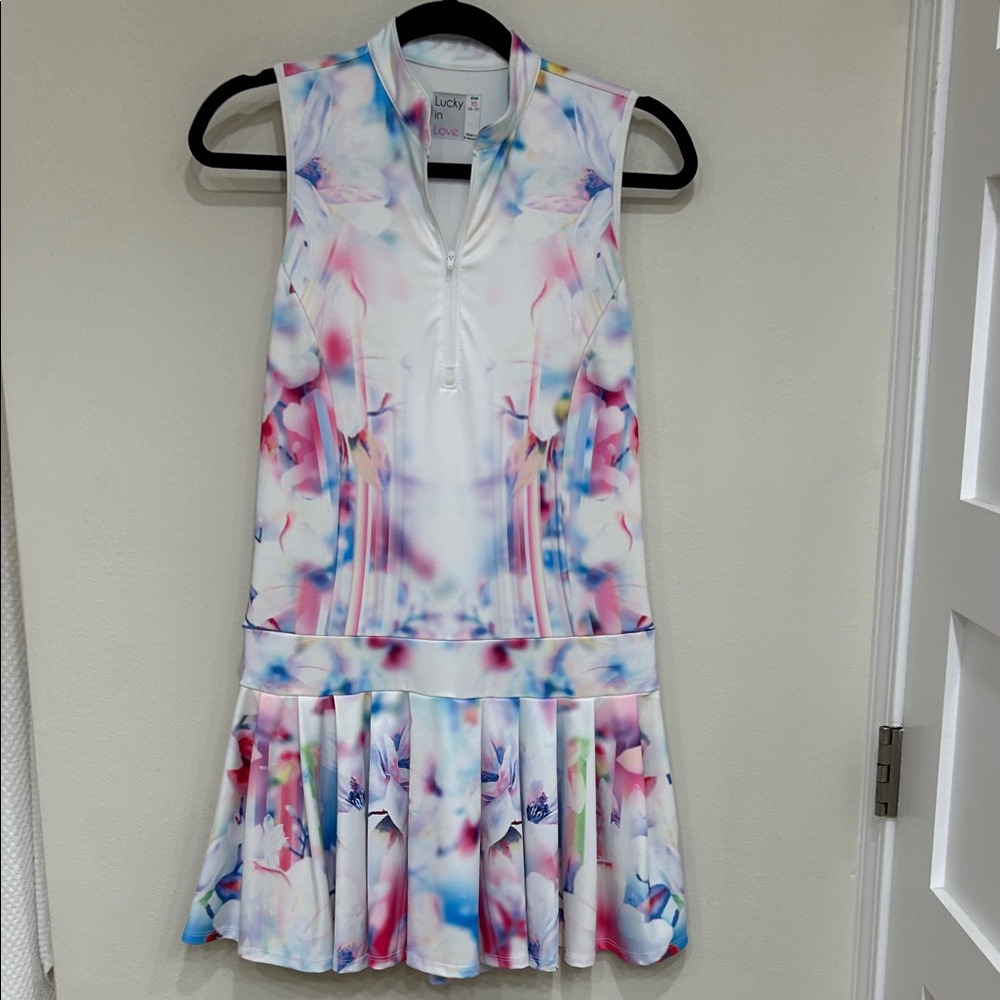 Lucky in Love Multicolor Floral Print  Sleeveless Tennis or Golf Dress